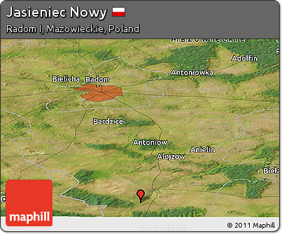 Satellite Panoramic Map of Jasieniec Nowy