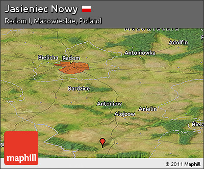 Satellite Panoramic Map of Jasieniec Nowy