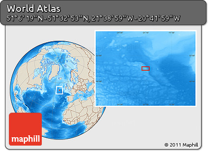 Shaded Relief Location Map of the Area around 51° 19' 36" N, 21° 10' 29" W