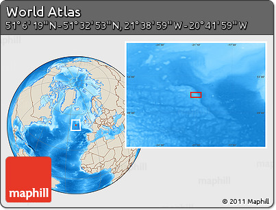 Shaded Relief Location Map of the Area around 51° 19' 36" N, 21° 10' 29" W