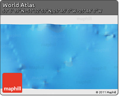 Physical 3D Map of the Area around 51° 19' 36" N, 26° 16' 29" W