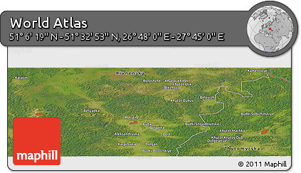 Satellite Panoramic Map of the Area around 51° 19' 36" N, 27° 16' 29" E