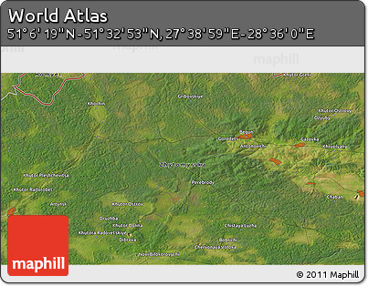 Satellite 3D Map of the Area around 51° 19' 36" N, 28° 7' 30" E