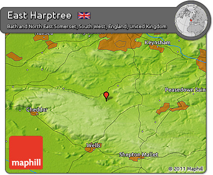 Physical 3D Map of East Harptree