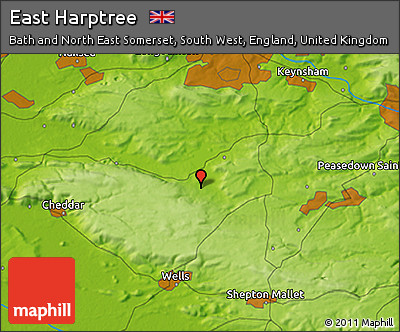 Physical 3D Map of East Harptree