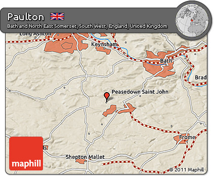 Shaded Relief 3D Map of Paulton