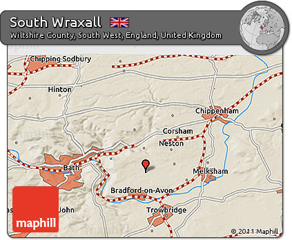 Shaded Relief 3D Map of South Wraxall