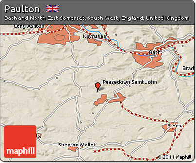Shaded Relief 3D Map of Paulton