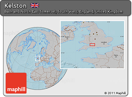 Gray Location Map of Kelston, hill shading
