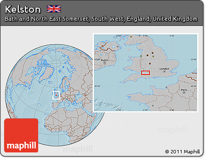 Gray Location Map of Kelston, hill shading