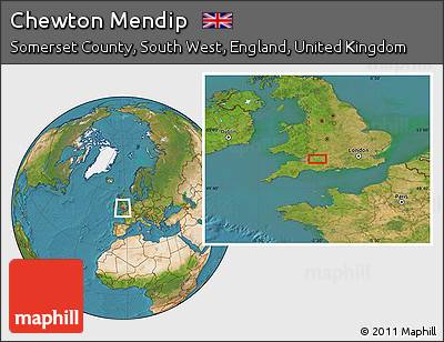 Satellite Location Map of Chewton Mendip