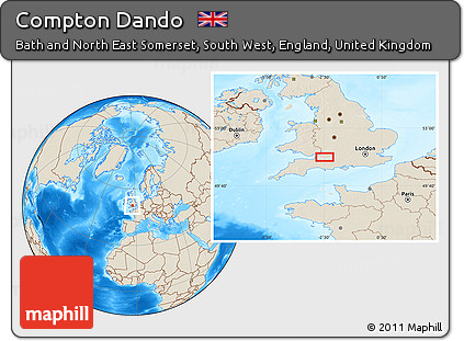Shaded Relief Location Map of Compton Dando