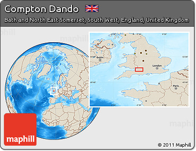 Shaded Relief Location Map of Compton Dando