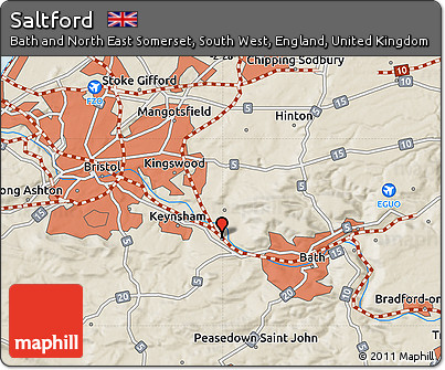 Shaded Relief Map of Saltford