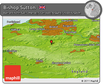 Physical Panoramic Map of Bishop Sutton