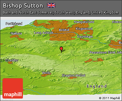 Physical Panoramic Map of Bishop Sutton