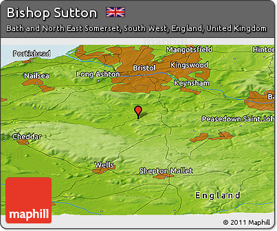 Physical Panoramic Map of Bishop Sutton