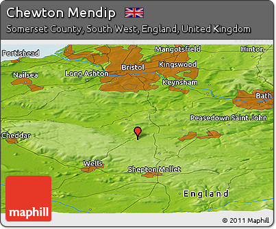 Physical Panoramic Map of Chewton Mendip