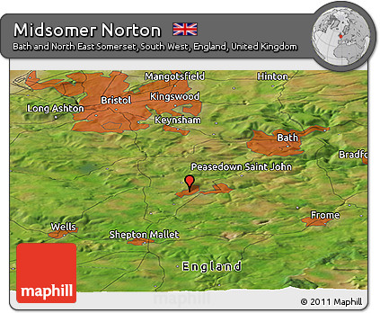 Satellite Panoramic Map of Midsomer Norton