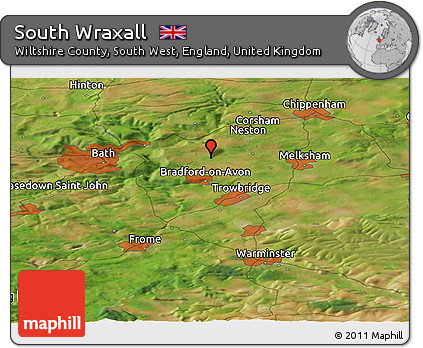Satellite Panoramic Map of South Wraxall
