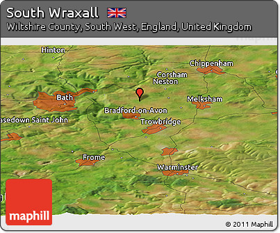 Satellite Panoramic Map of South Wraxall