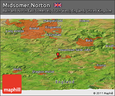 Satellite Panoramic Map of Midsomer Norton