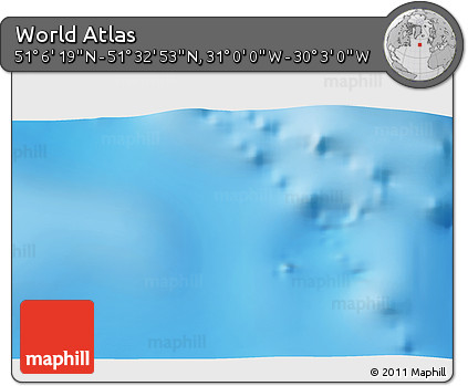 Physical 3D Map of the Area around 51° 19' 36" N, 30° 31' 29" W
