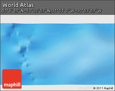 Physical 3D Map of the Area around 51° 19' 36" N, 31° 22' 30" W