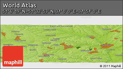 Physical Panoramic Map of the Area around 51° 19' 36" N, 37° 28' 30" E