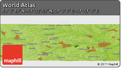 Physical Panoramic Map of the Area around 51° 19' 36" N, 37° 28' 30" E