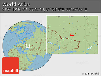 Savanna Style Location Map of the Area around 51° 19' 36" N, 38° 19' 30" E