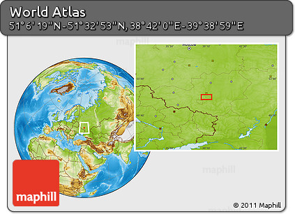 Physical Location Map of the Area around 51° 19' 36" N, 39° 10' 29" E