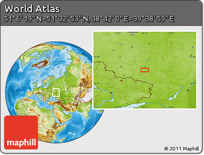 Physical Location Map of the Area around 51° 19' 36" N, 39° 10' 29" E