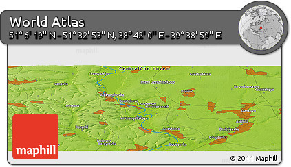 Physical Panoramic Map of the Area around 51° 19' 36" N, 39° 10' 29" E