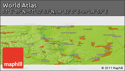Physical Panoramic Map of the Area around 51° 19' 36" N, 39° 10' 29" E