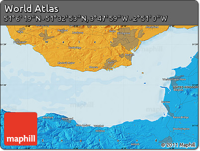 Political Map of the Area around 51° 19' 36" N, 3° 19' 30" W