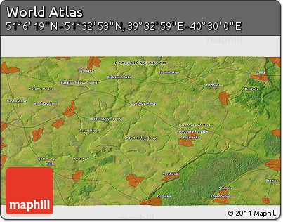 Satellite 3D Map of the Area around 51° 19' 36" N, 40° 1' 29" E