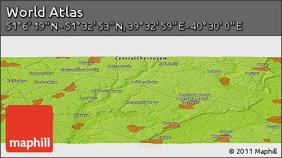 Physical Panoramic Map of the Area around 51° 19' 36" N, 40° 1' 29" E