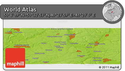 Physical Panoramic Map of the Area around 51° 19' 36" N, 40° 52' 30" E