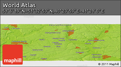 Physical Panoramic Map of the Area around 51° 19' 36" N, 40° 52' 30" E