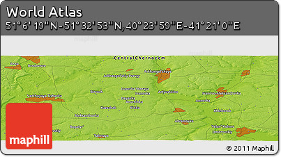 Physical Panoramic Map of the Area around 51° 19' 36" N, 40° 52' 30" E