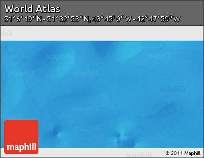 Physical 3D Map of the Area around 51° 19' 36" N, 43° 16' 29" W