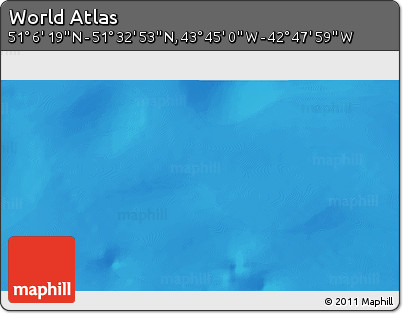 Physical 3D Map of the Area around 51° 19' 36" N, 43° 16' 29" W