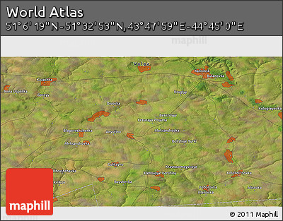 Satellite 3D Map of the Area around 51° 19' 36" N, 44° 16' 29" E