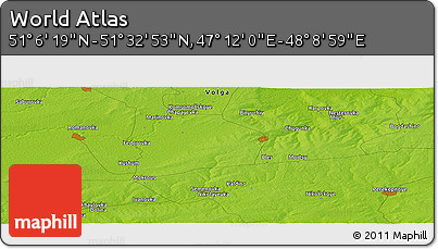 Physical Panoramic Map of the Area around 51° 19' 36" N, 47° 40' 29" E