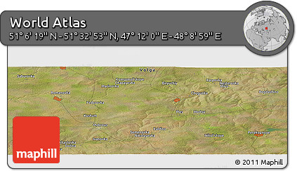 Satellite Panoramic Map of the Area around 51° 19' 36" N, 47° 40' 29" E