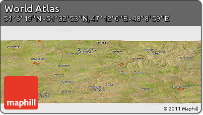 Satellite Panoramic Map of the Area around 51° 19' 36" N, 47° 40' 29" E
