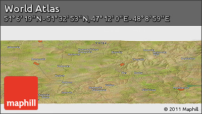 Satellite Panoramic Map of the Area around 51° 19' 36" N, 47° 40' 29" E