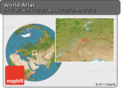 Satellite Location Map of the Area around 51° 19' 36" N, 48° 31' 29" E