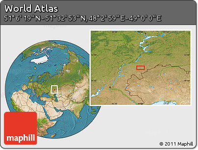 Satellite Location Map of the Area around 51° 19' 36" N, 48° 31' 29" E